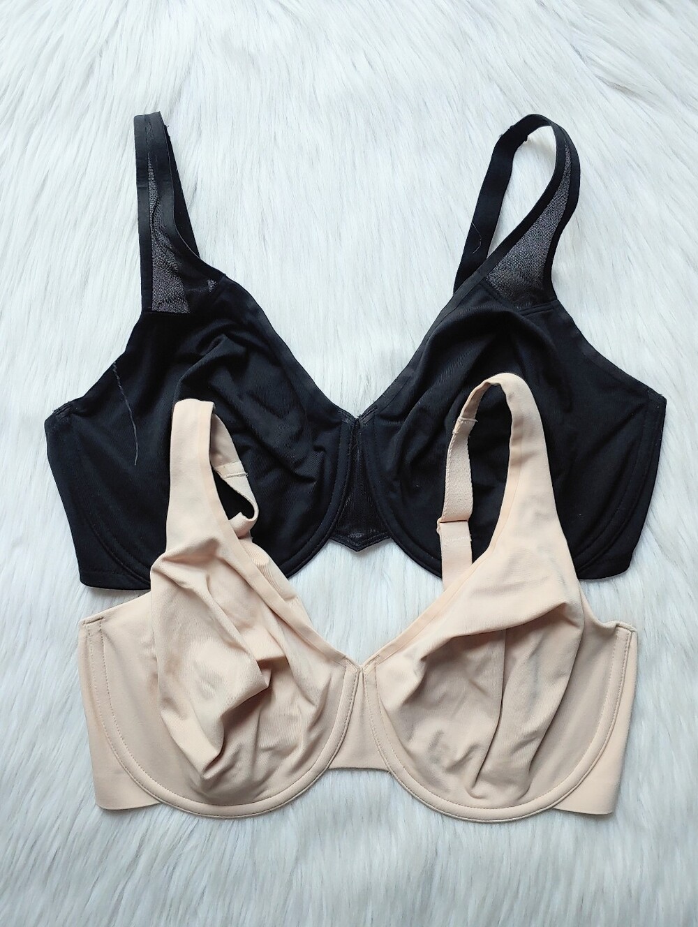Wacoal Unlined Underwire Bras in Black & Light Nude, 36DDD (~36F)